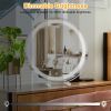 19Inch Large Round Vanity Makeup Mirror With LED Halo Light 3 Lighting Colors Dimmable Brightness Touch Control 360¬∞ Rotation