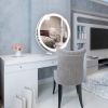 19Inch Large Round Vanity Makeup Mirror With LED Halo Light 3 Lighting Colors Dimmable Brightness Touch Control 360¬∞ Rotation