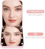 Pocket Mirror, Mini Mirror, 1X/3X Magnification LED Compact Travel Makeup Mirror with Light for Purse, 2-Sided, Portable, Folding, Handheld