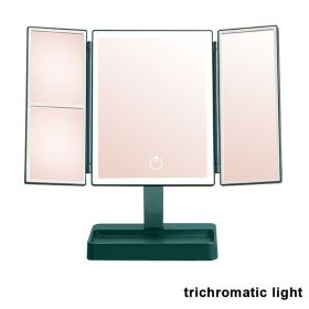 360¬∞ Adjust Foldable Makeup Mirror With LED Light Rechargeable Wireless 1-3X Magnifying 3 Tone Light Desktop Vanity Mirror Table (Ships From: CN, Emitting Color: three lights2)