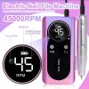 Portable Nail Drill Machine Professional 45000RPM, Rechargeable Electric Nail Drill Machine for Acrylic Nail Gel Polish Removal